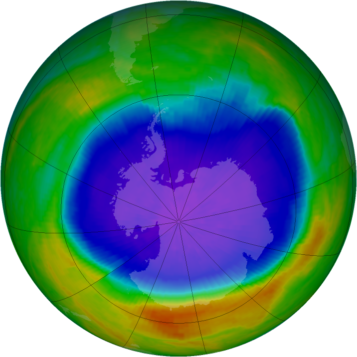Antarctic ozone map for 08 October 2001